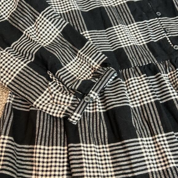 NWT LOFT‎ Black White Petite Plaid Puff Sleeve Swing Dress Size 4 NEW Preppy - Picture 15 of 16